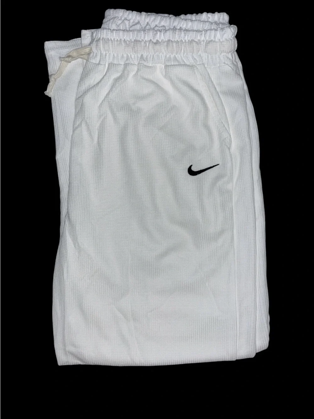 Nike White Track Pants with Black Swoosh